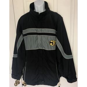 VTG JT RACING Logo Motorcross Full Zip Black & Gray Mesh Lined Jacket Sz XL